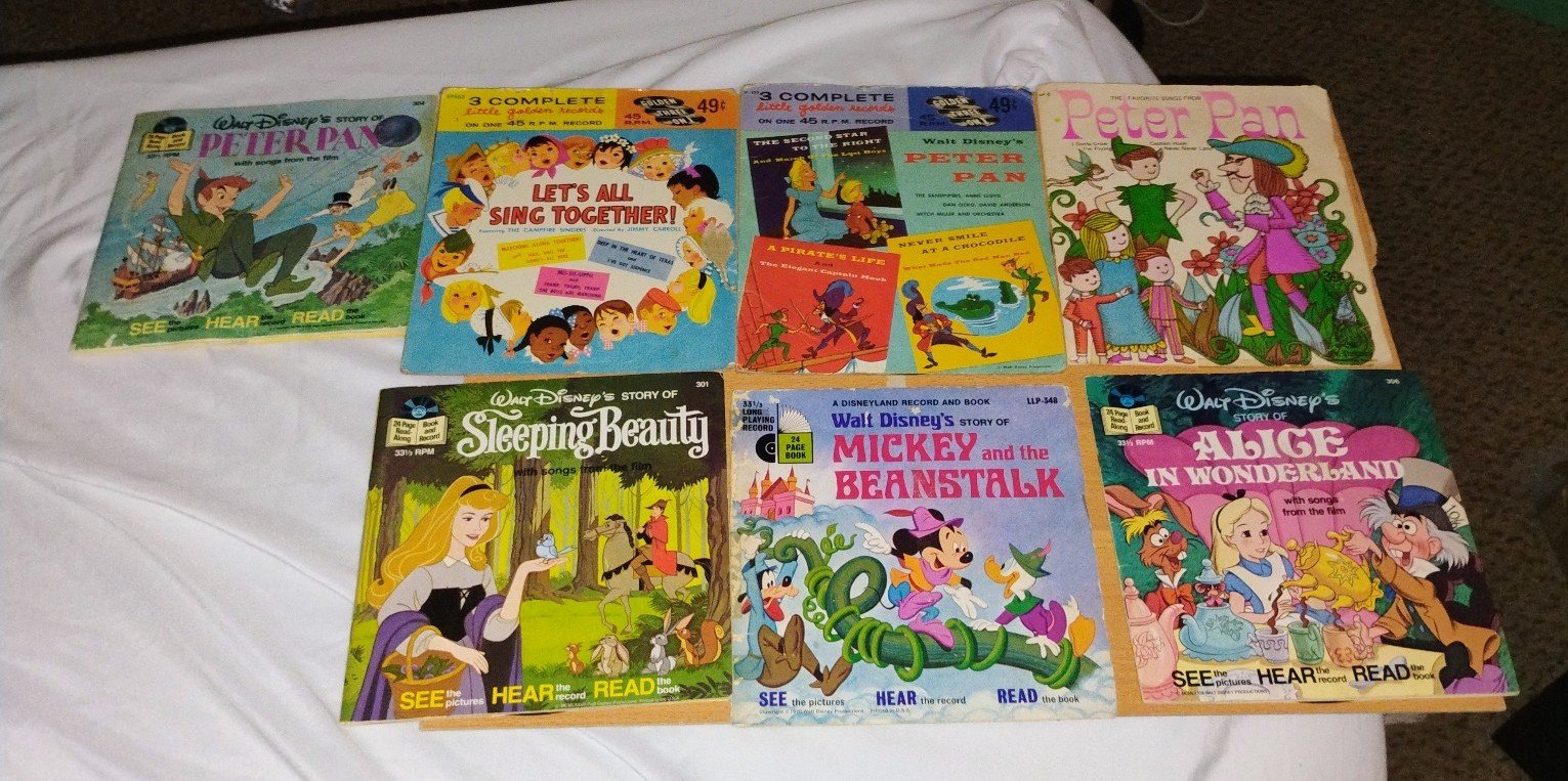 READ ALONG RECORDS WITH BOOKS IN EXCELLENT CONDITION ALL WORK & PLAY