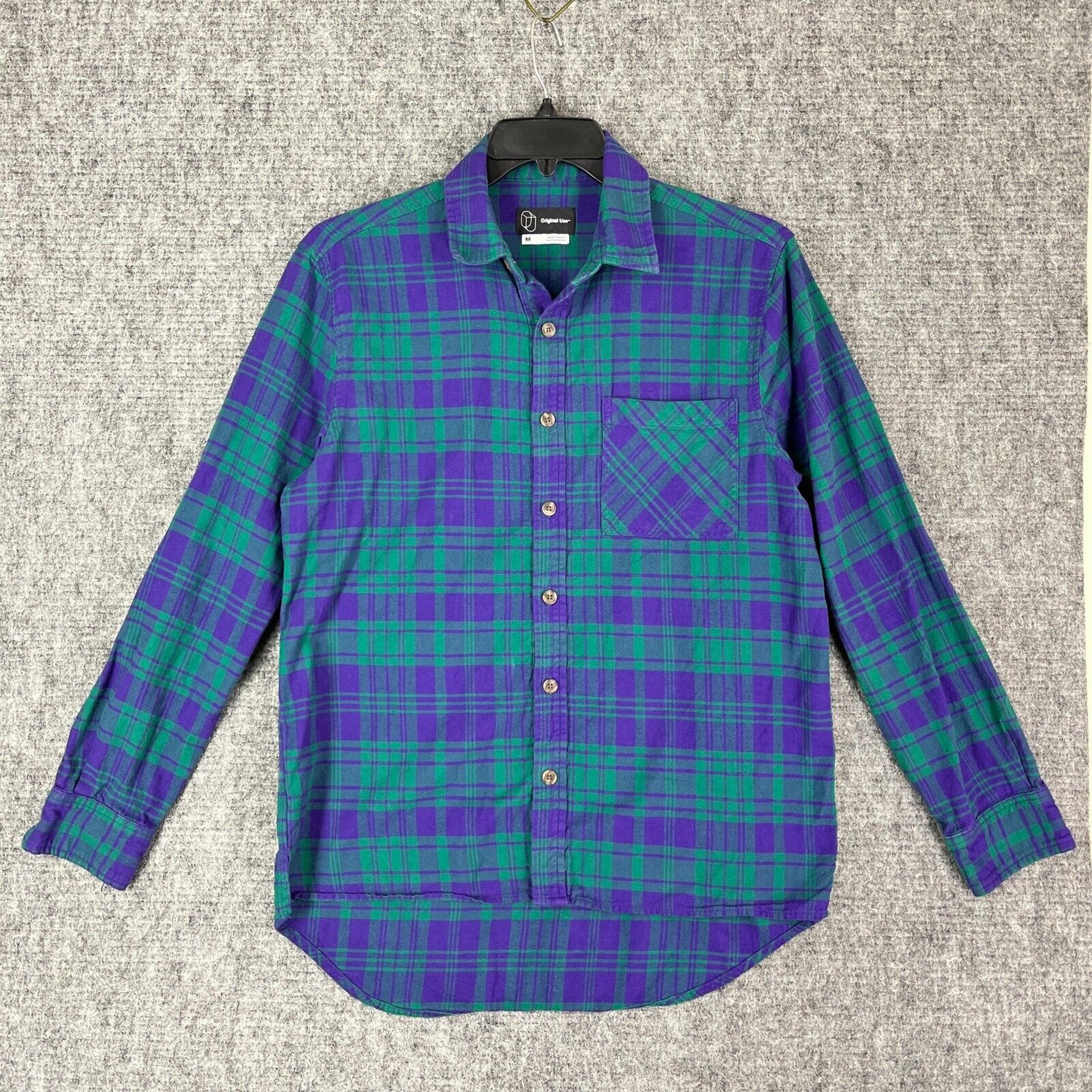 Original Use Shirt Mens Medium Flannel Blue Casual Plaid Button Down Target