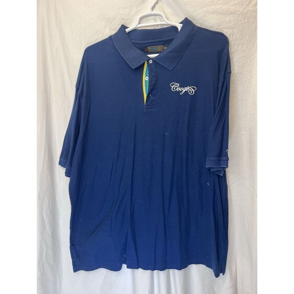 COOGI Polo Shirt Mens Size 5XL Navy Casual Short Sleeve Adult Rainbow Accent
