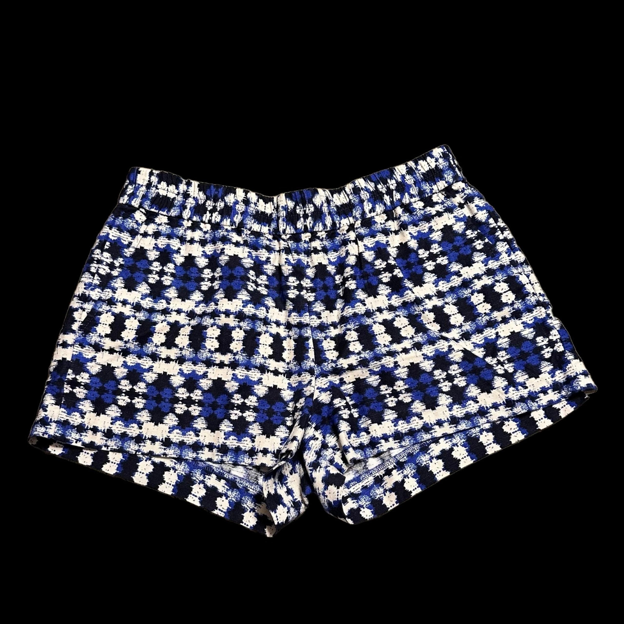 J. Crew Women’s Boardwalk Elastic Pull on Shorts Cotton Linen Size 6 Blue