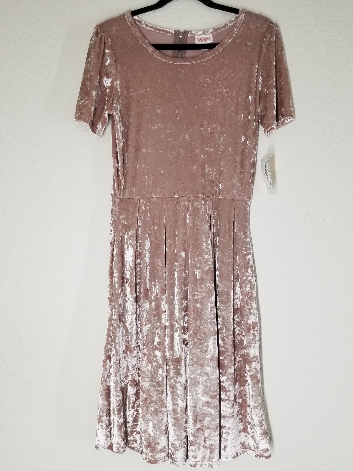 Large Champagne Velvet Lularoe Amelia dress Elegant NEW with tags