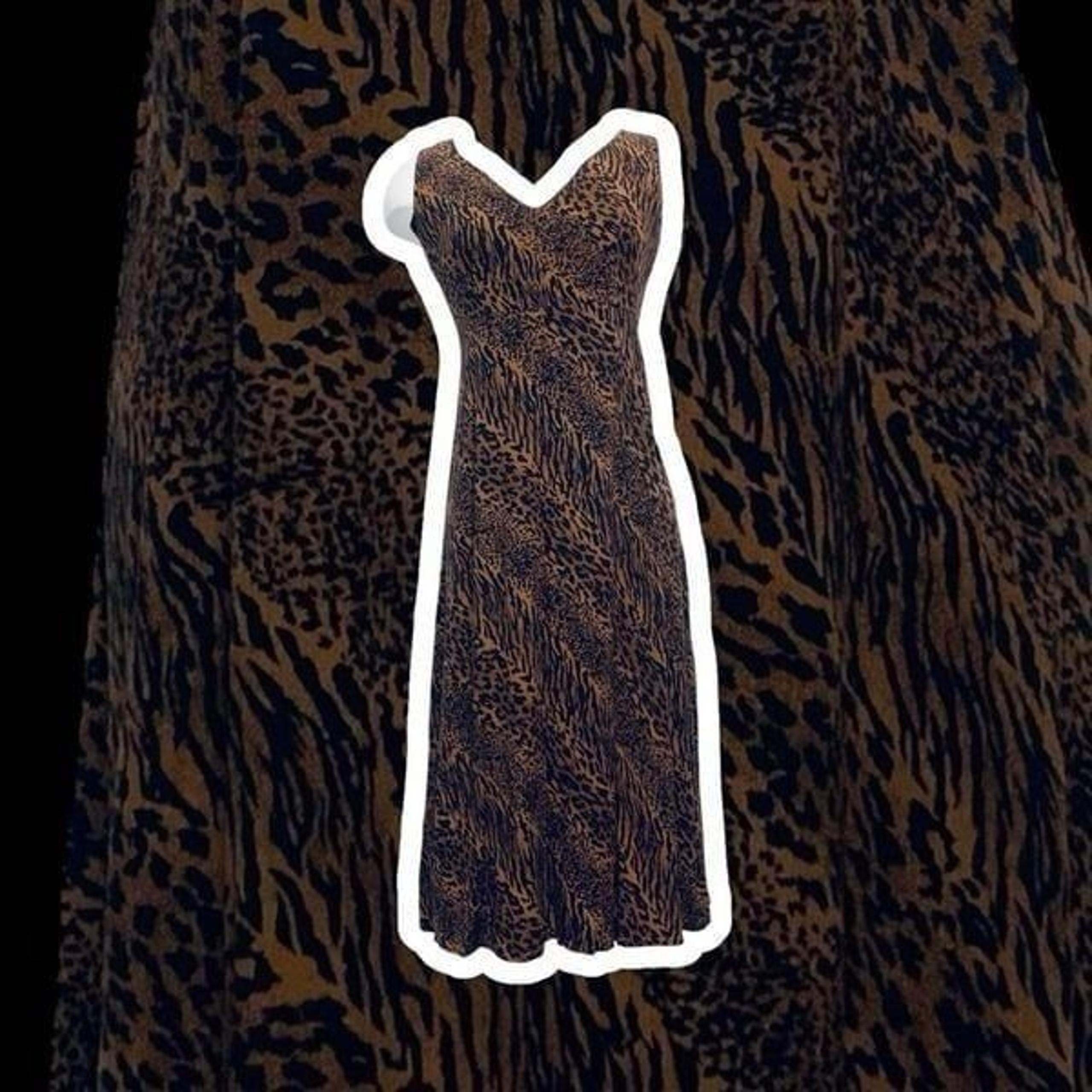 Vintage Karin Stevens Leopard Dress Midi Dress Brown Zebra Tiger Small 4