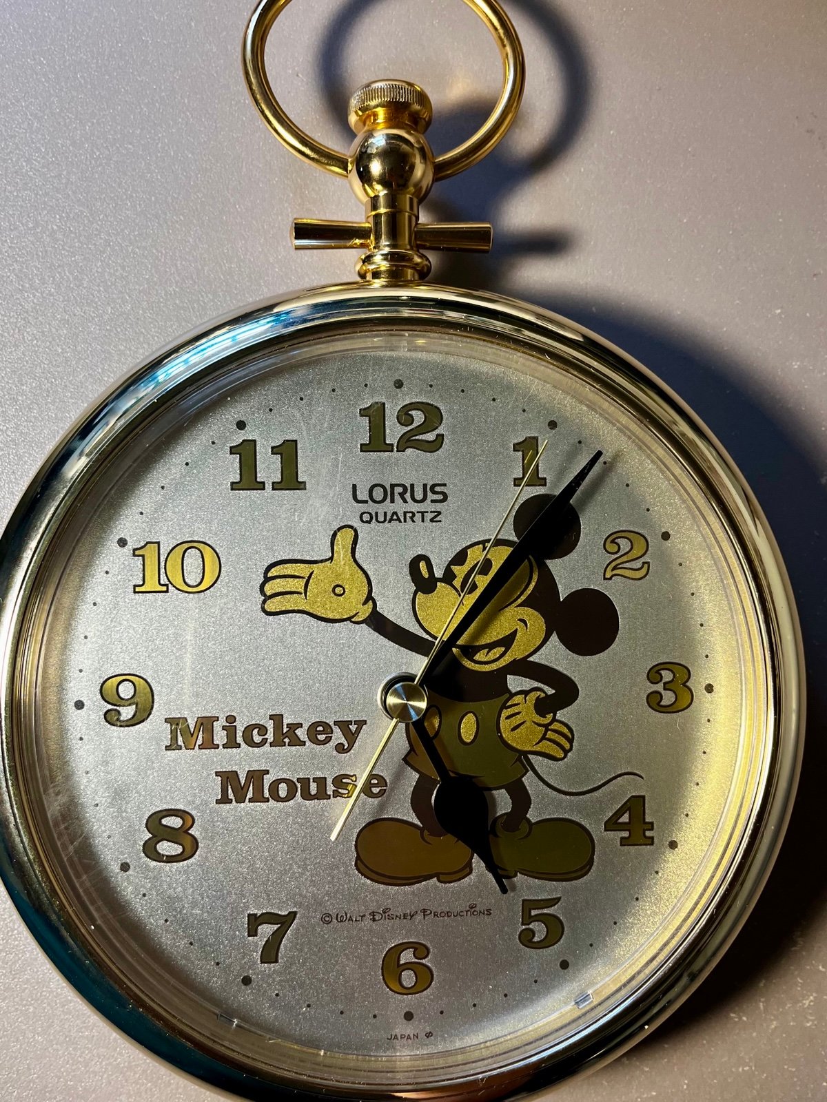 Lorus Mickey Mouse Walt Disney Productions Pocket Watch Quartz Wall Clock