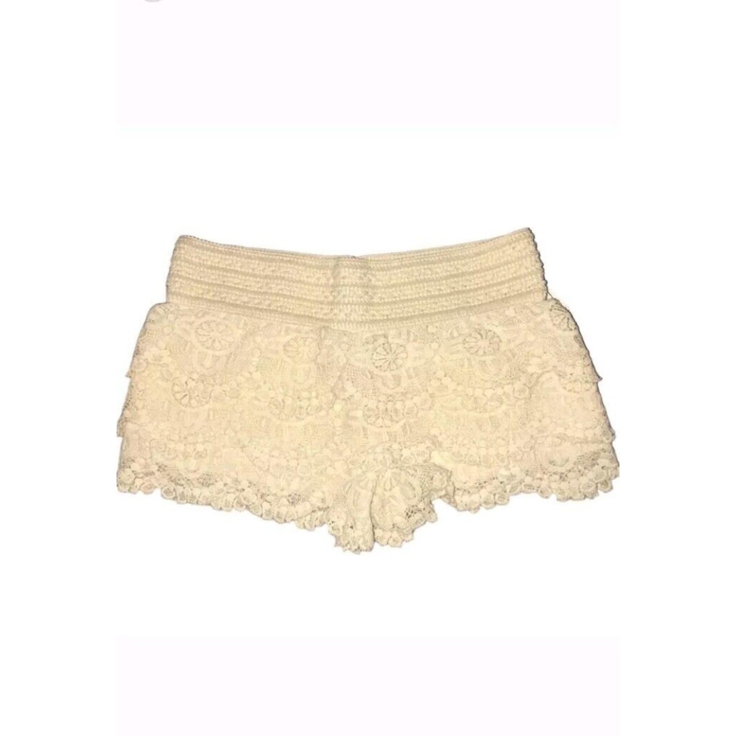 Angel Kiss Crochet Ivory Lace Lined Shorts Women Size LARGE