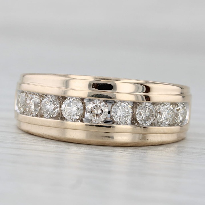1ctw Diamond Ring 10k Yellow Gold Size 10.25-10.5 Men's Wedding Band
