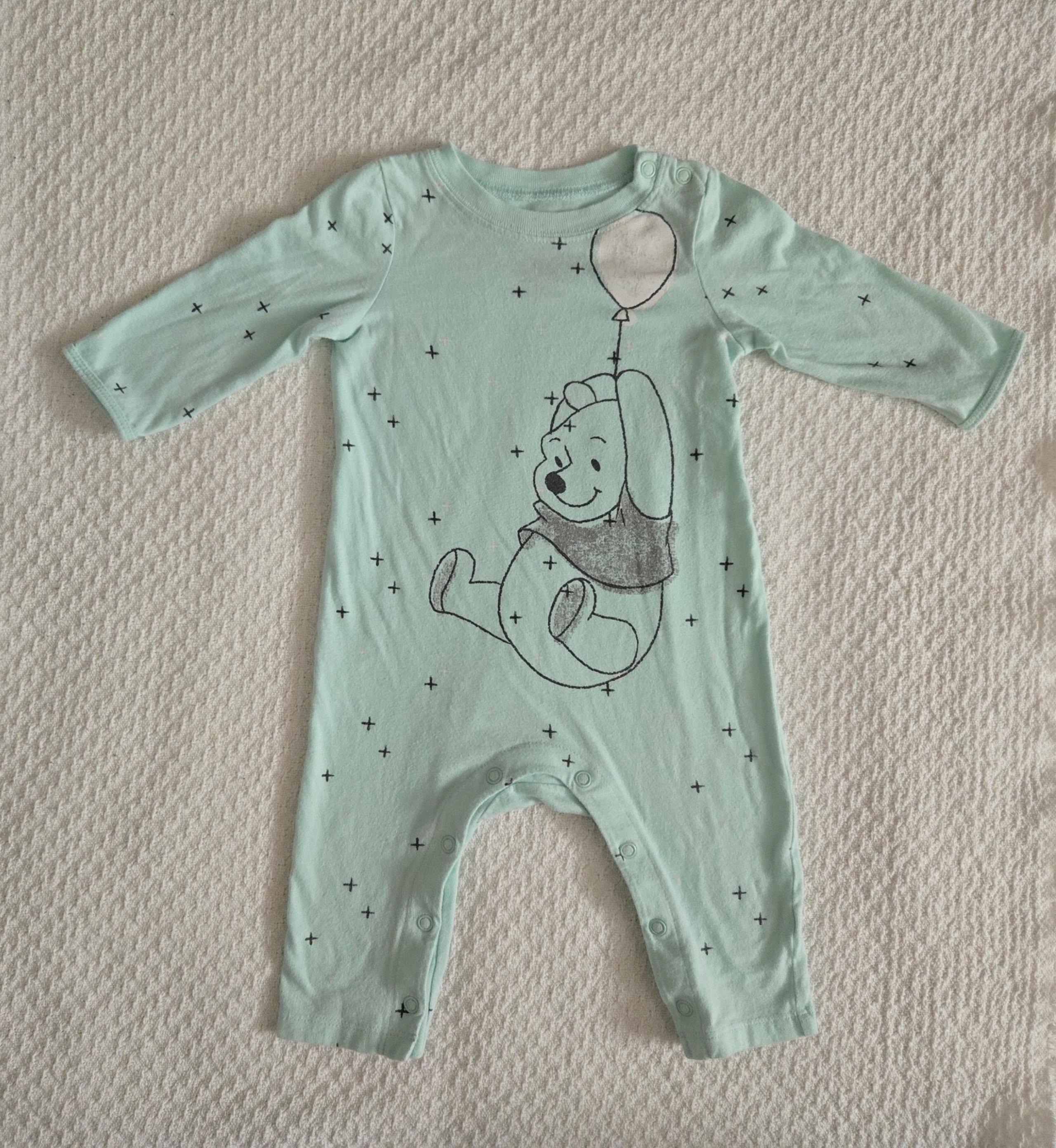 Disney Jumping Beans Winnie the Pooh Mint Snap Long Sleeve Romper 9 months