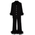 Black Feather Trim Pajama Set