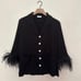 Black Feather Trim Pajama Set