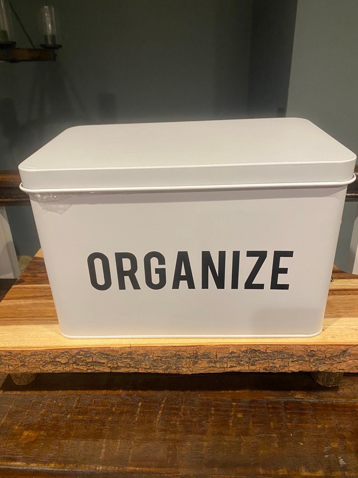 White metal ORGANIZE storage container