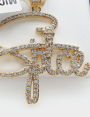 14K Gold Plated Cubic Zircon Pendant, INUS1BR097