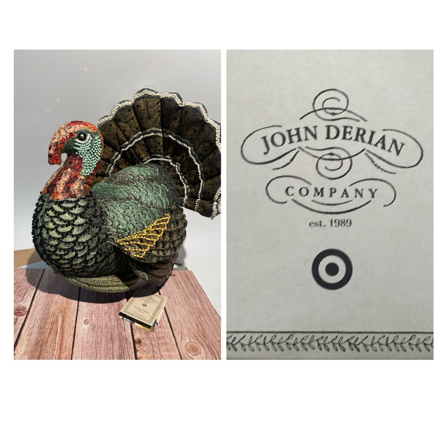 NWT! 2024 JOHN DERIAN X TARGET BEADED TURKEY PILLOW