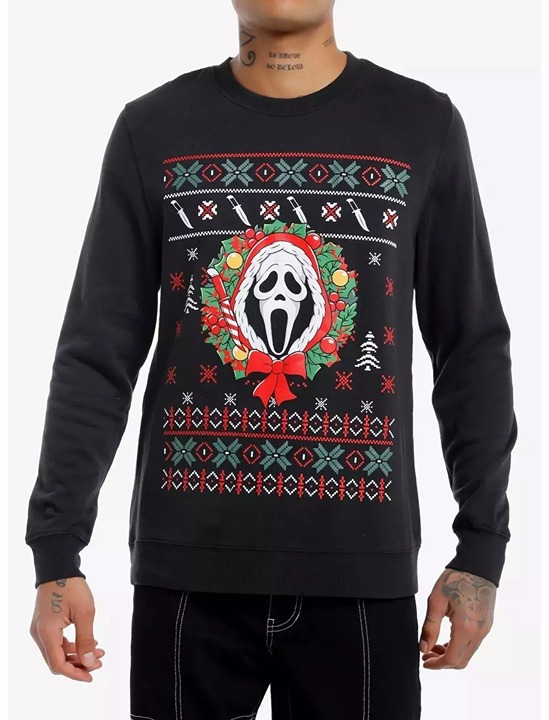 Scream Ghostface Ghost Face ugly Christmas holiday sweatshirt sweater mens M