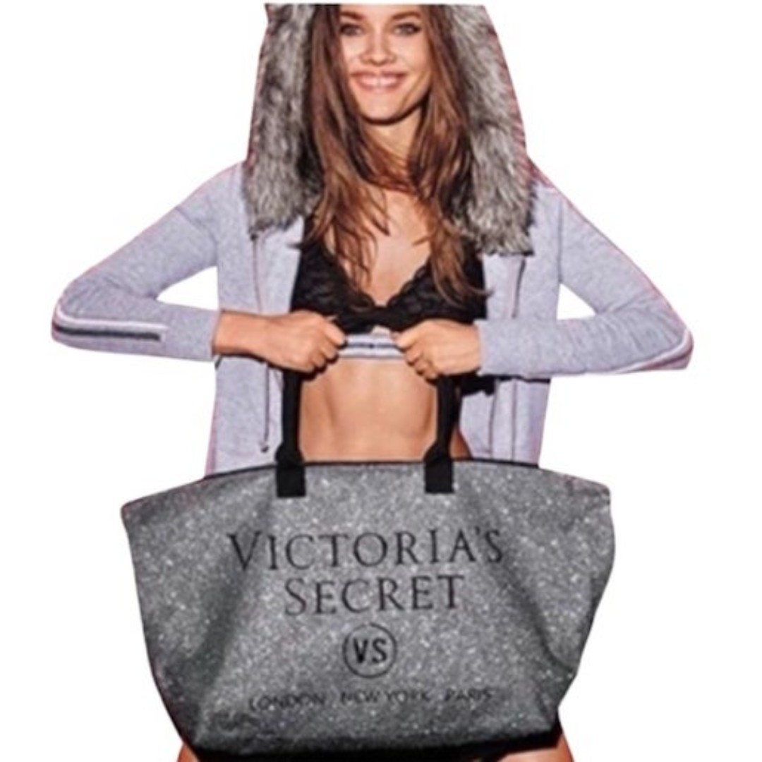 Victoria's Secret Silver Glitter weekender Big tote - Limited Edition