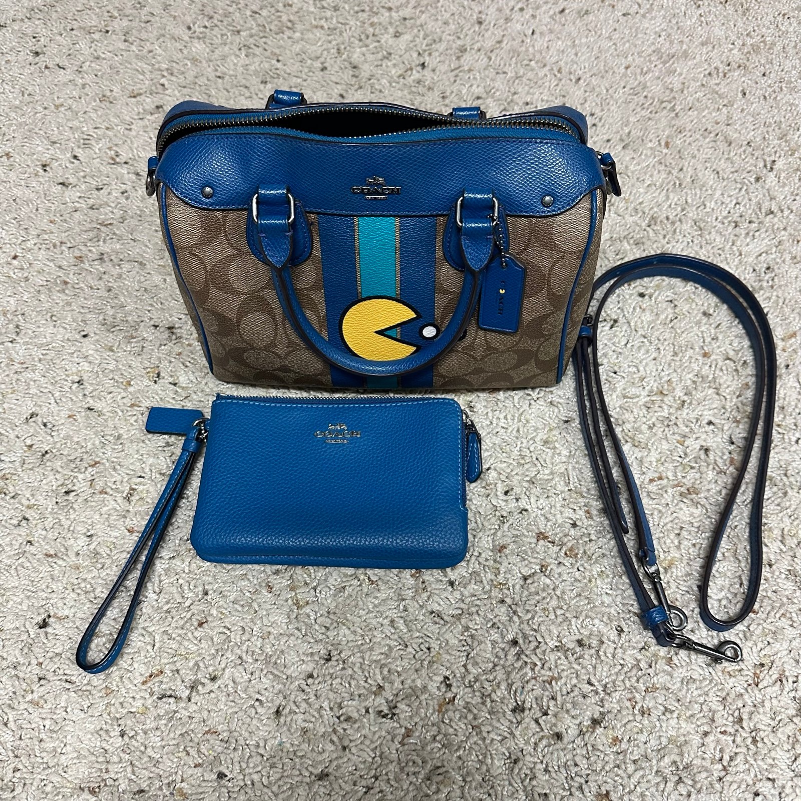 Pre owned Coach PAC Man bag with wristlet