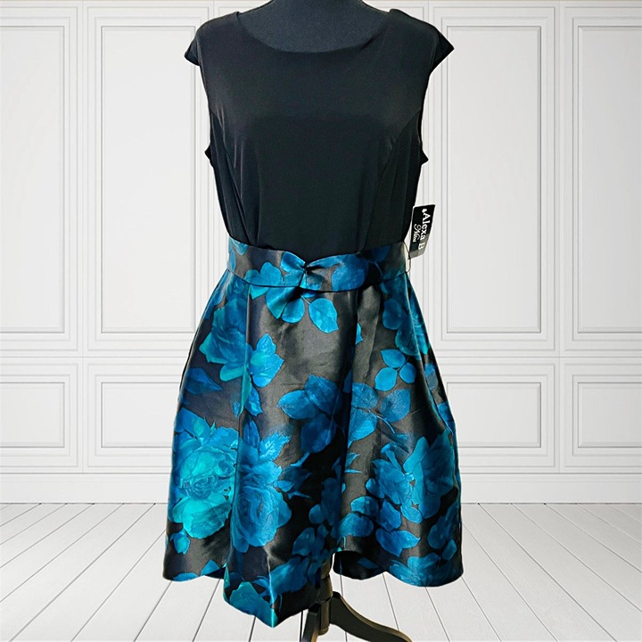 Alexa B Nites Fit & Flare Maxi Dress Sleeveless Floral Skirt Low-High Party 14