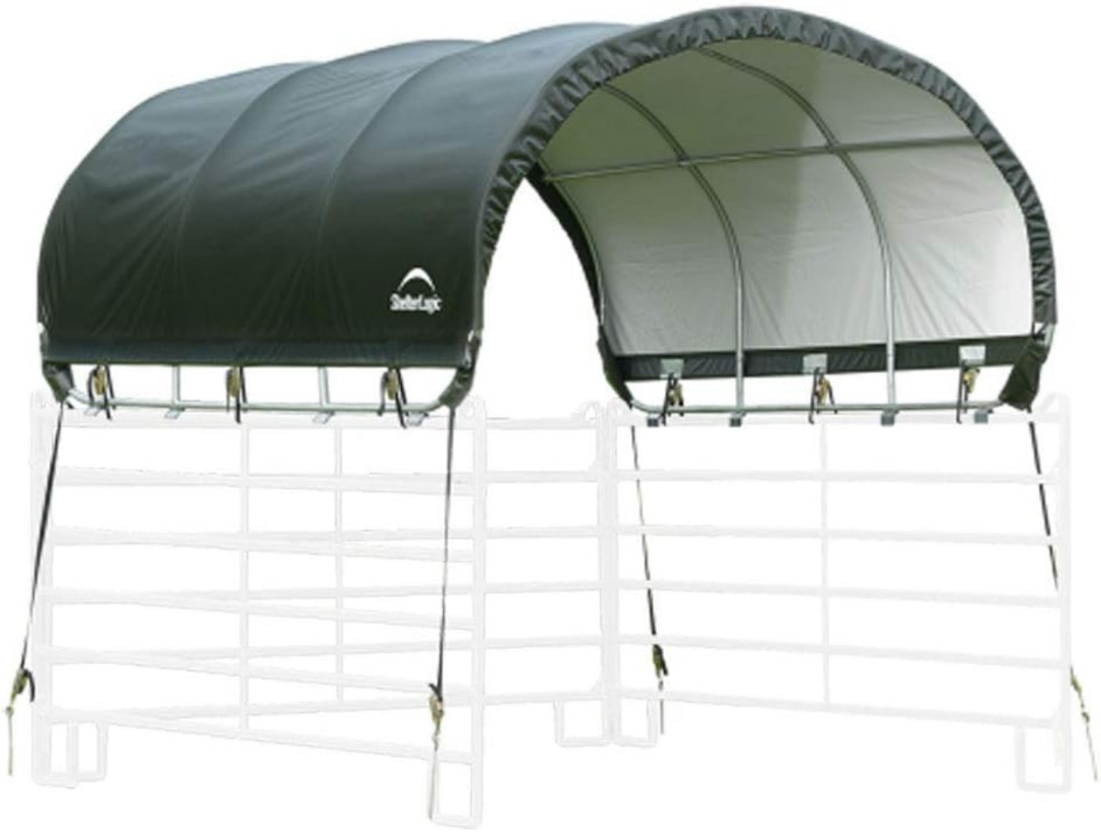 ShelterLogic 10' x 10' Powder Coated Green Corral Shelter Livestock Shade