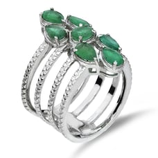 Sterling Silver Emerald Multi Shank Ring SR-3892