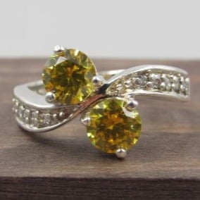 Size 8.25 Sterling Yellow CZ Band Ring