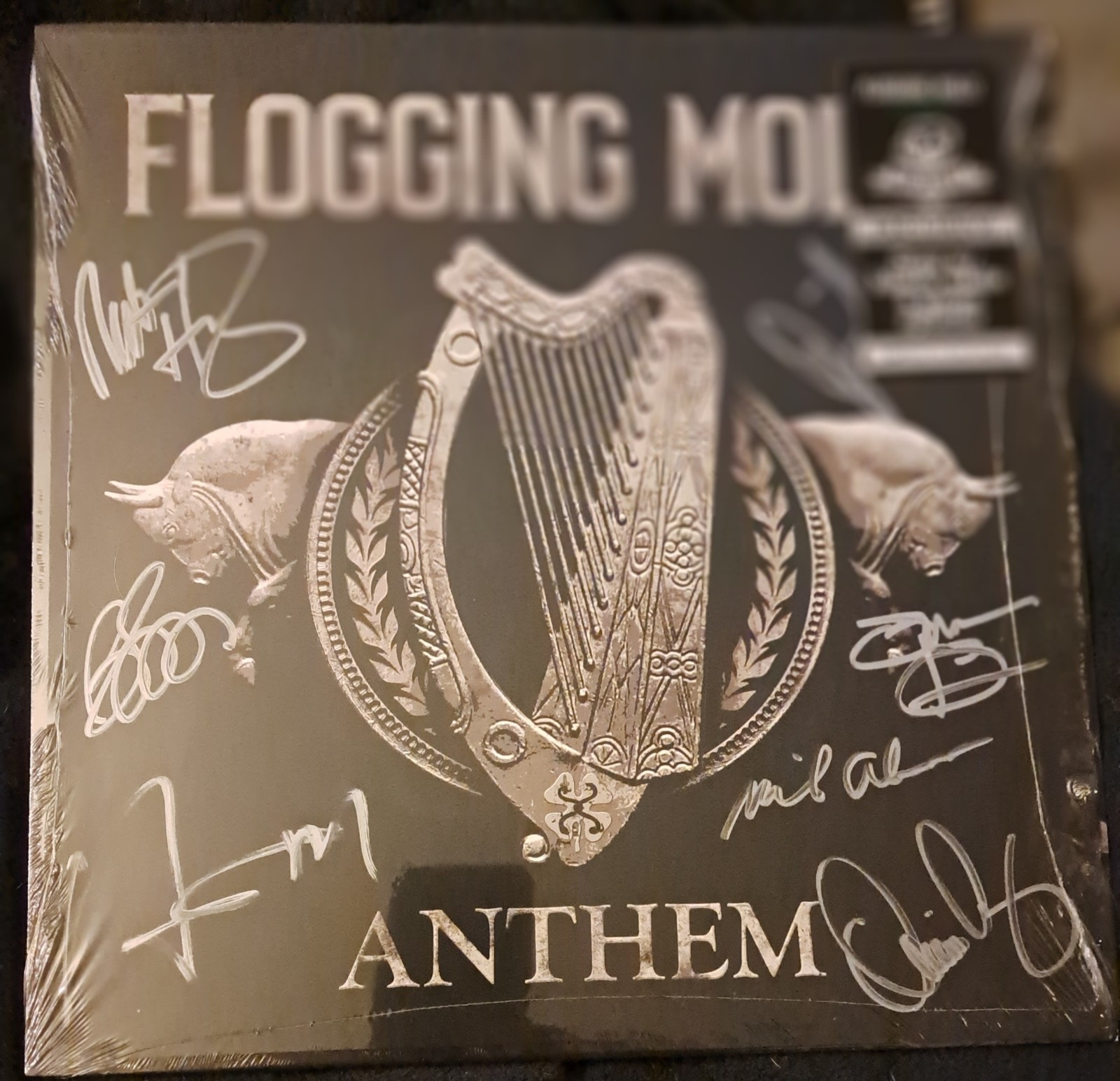 Flogging Molly Autographed Anthem' Grey and green vinyl record
