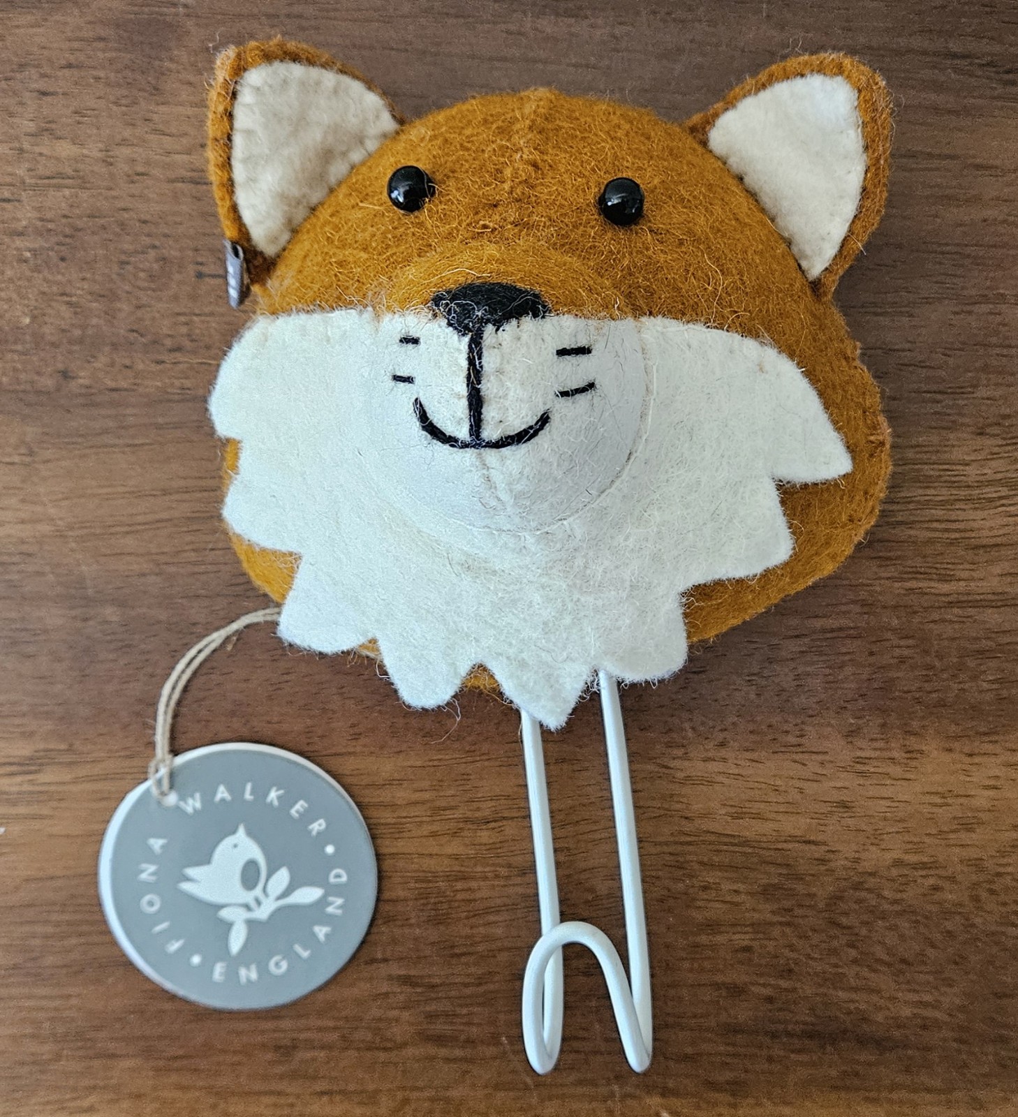 Fiona Walker England Wool Hanging Fox Coat Hook. Handmade Decorative. With Tags