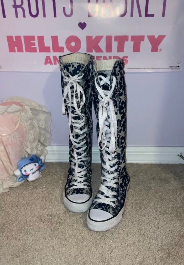 Knee high blue star converse | converse & Disney branded