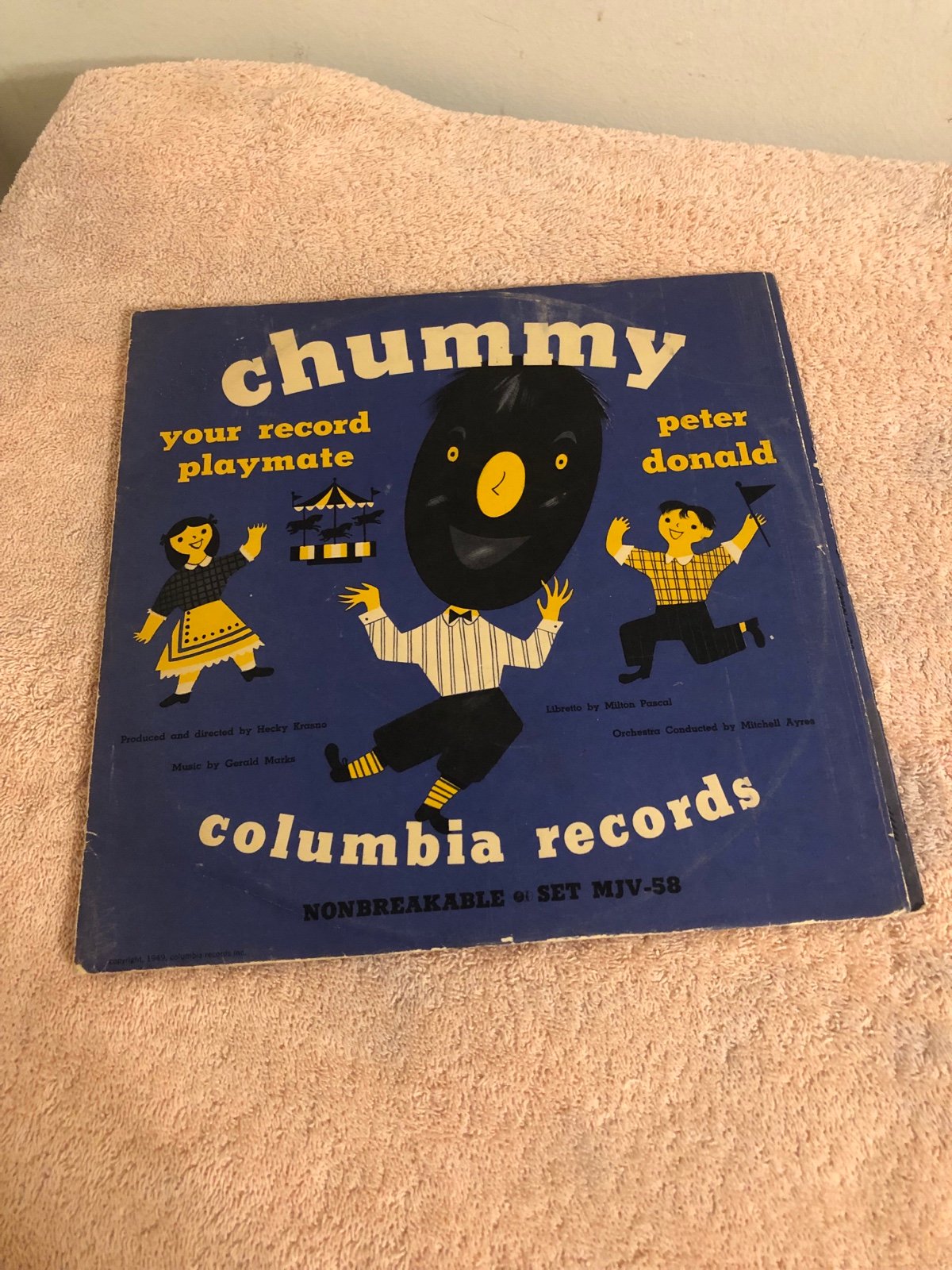 Vintage 1949 Columbia Records Chummy Your Record Playmate #MJV-58 78RPM RARE