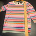 J Crew Women's Italian Cashmere Stripe Soft Rainbow Crewneck Sweater Size Small