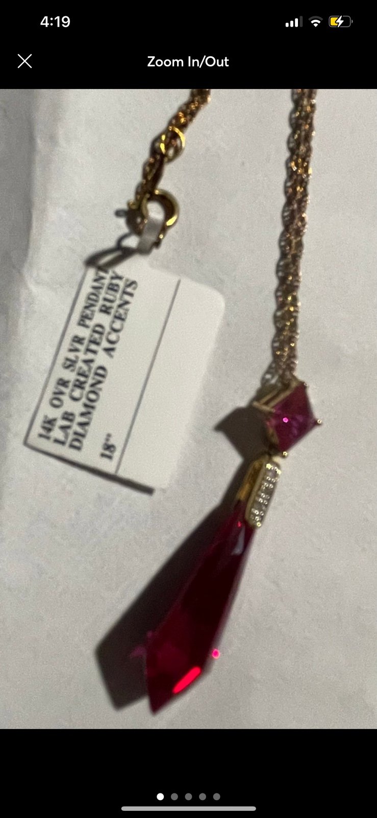 14k gold over pendant with Ruby diamond necklace