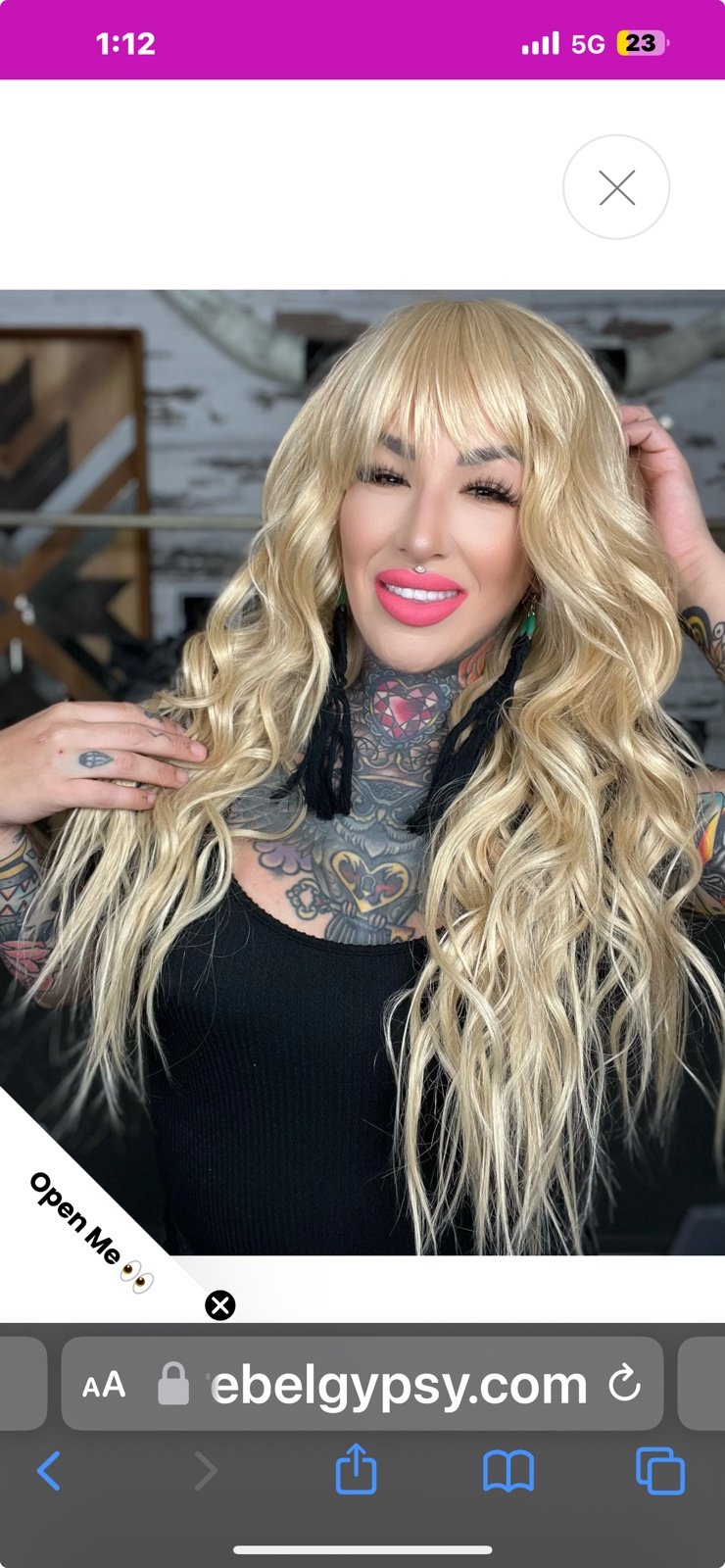 Rebel Gypsy “ Anyones ghost” Human hair blend wig with lace front bangs