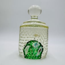 Vtg Fratelli Toso Murano Millefiori Control Bubble Art Glass Paperweight - Italy