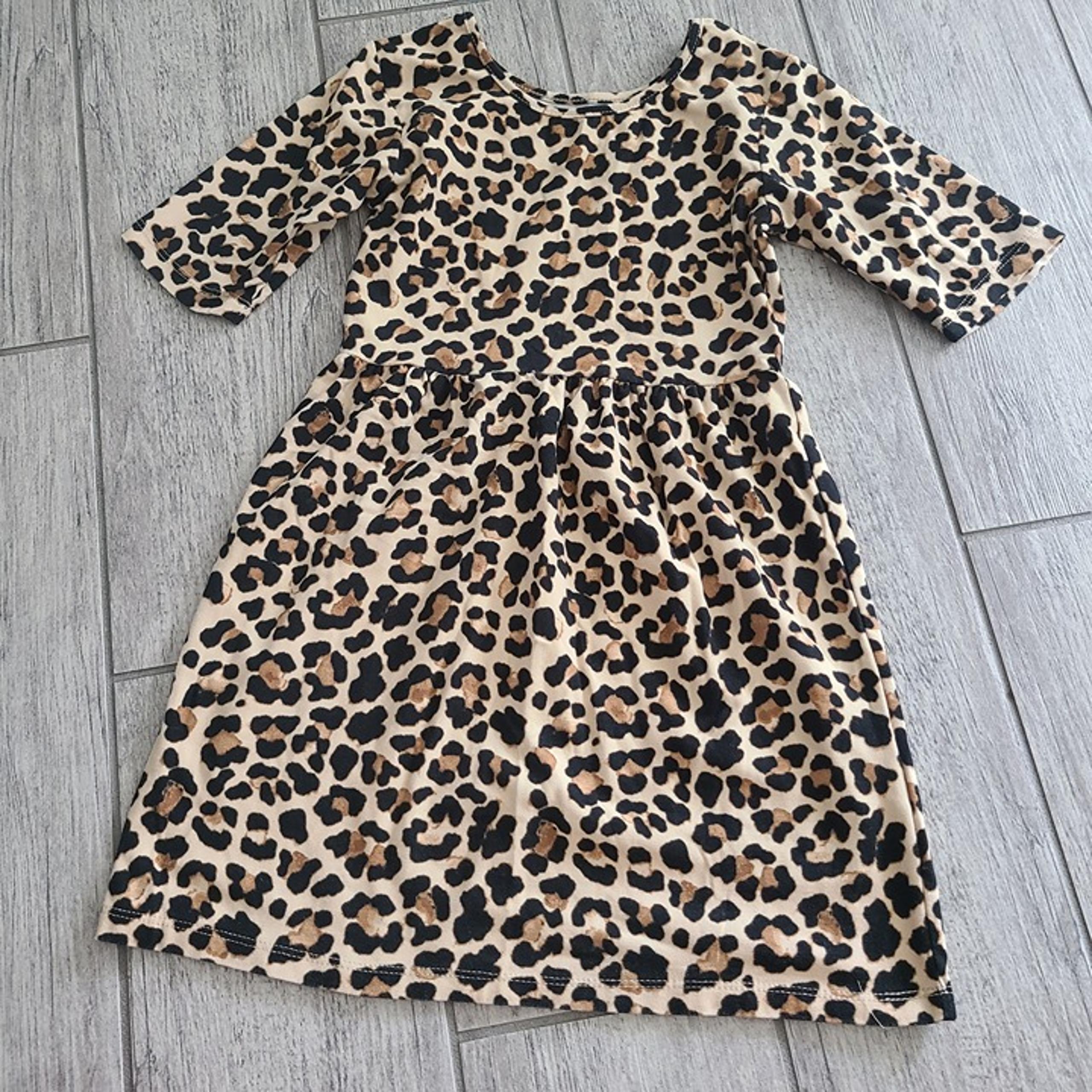 3/$18 Falls Creek girls black and brown cheetah animal print dress size XS 4/5