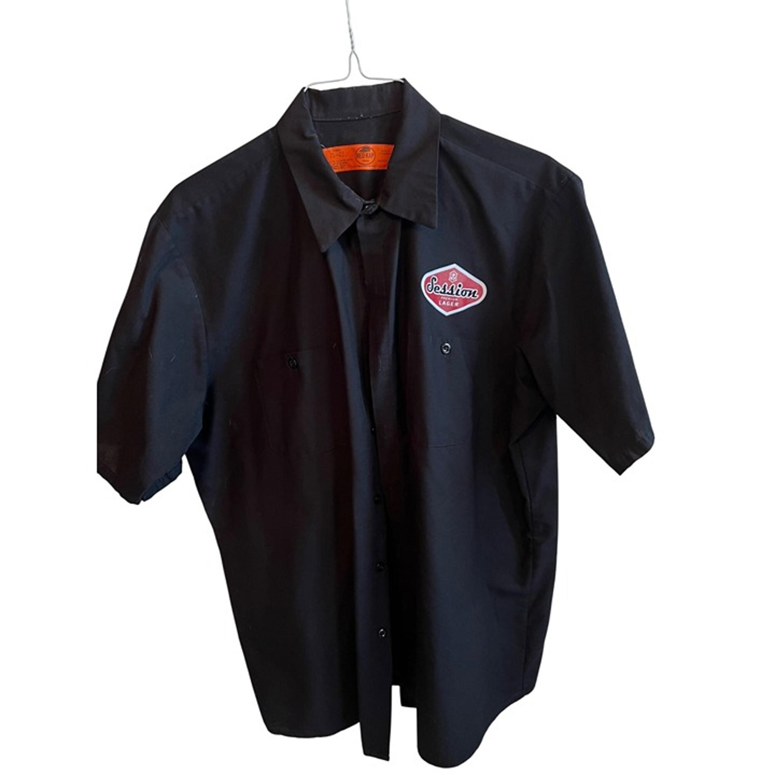 Red Kap Black "Session Lager" Short Sleeve Button Down Work Shirt Men's Size XL
