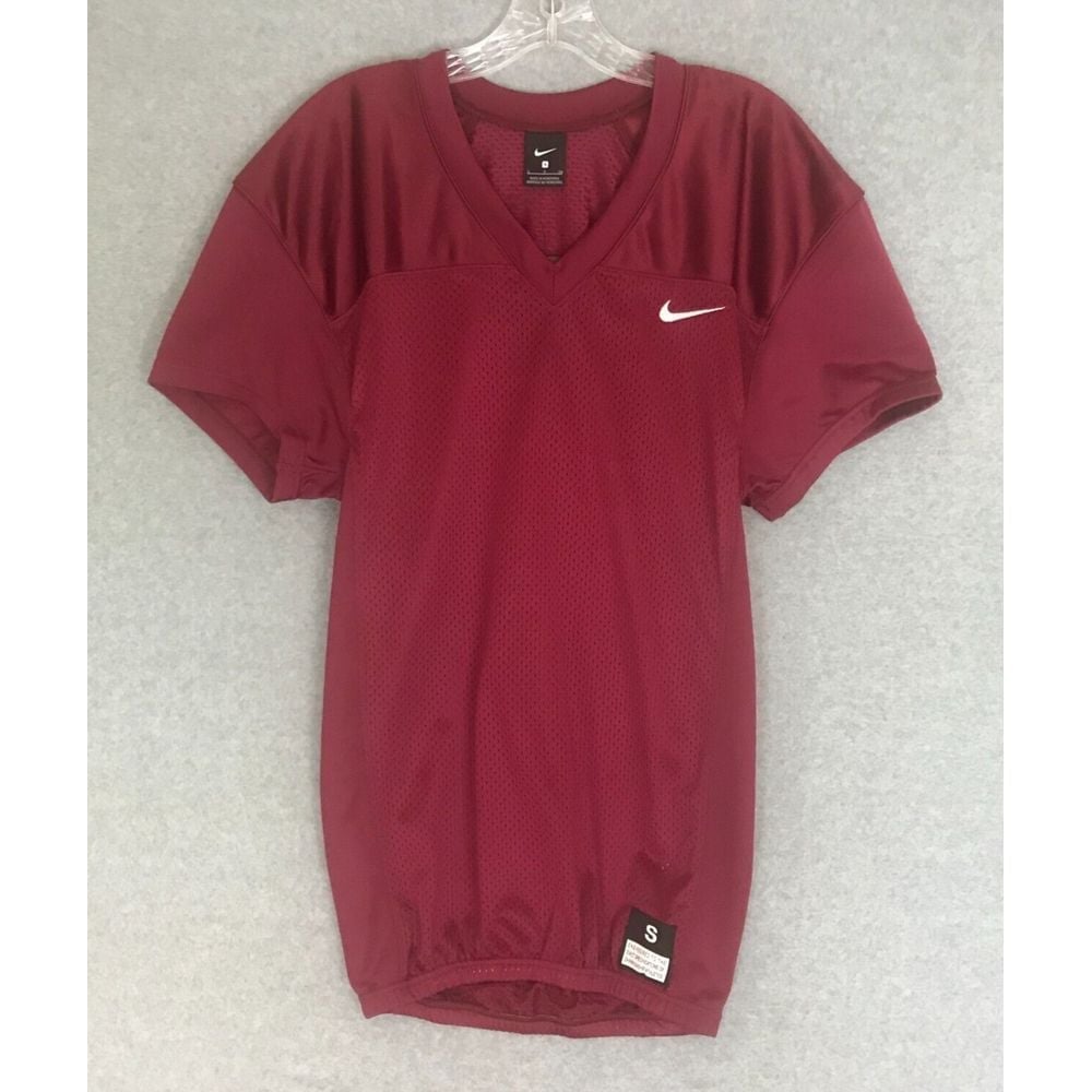 NEW Nike Logo Football Jersey Mens Small Burgundy Mesh Vented Pullover MSRP 60