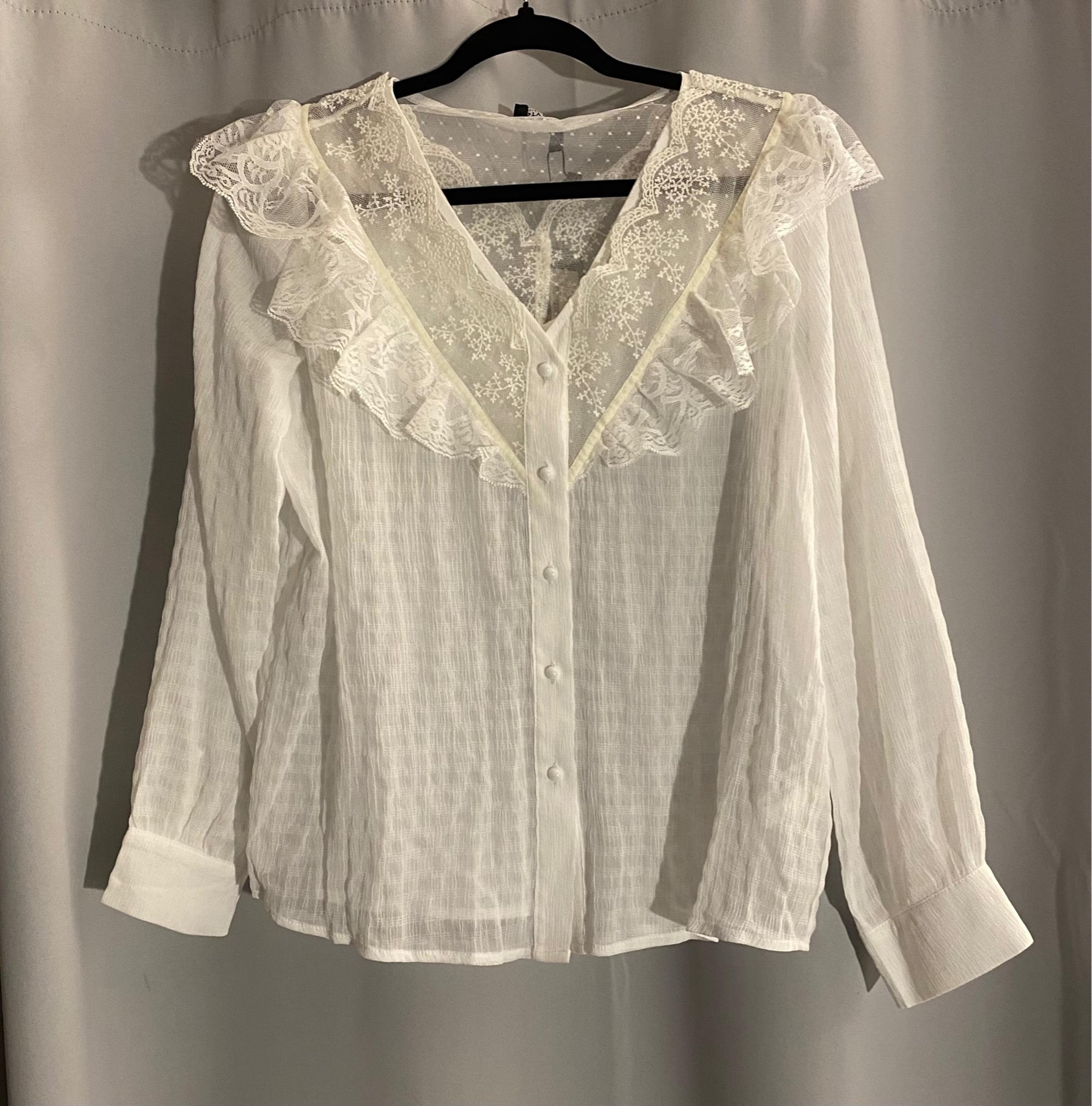 Nasty Gal Tell Me Lies V Neck Lace Blouse