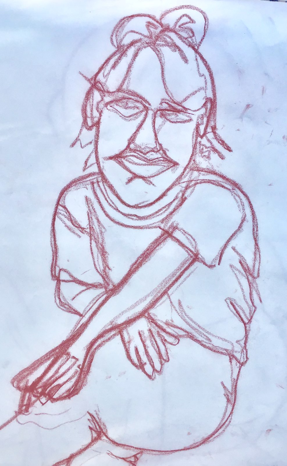 1.5FT Oil Crayon Figure Sketch Drawing