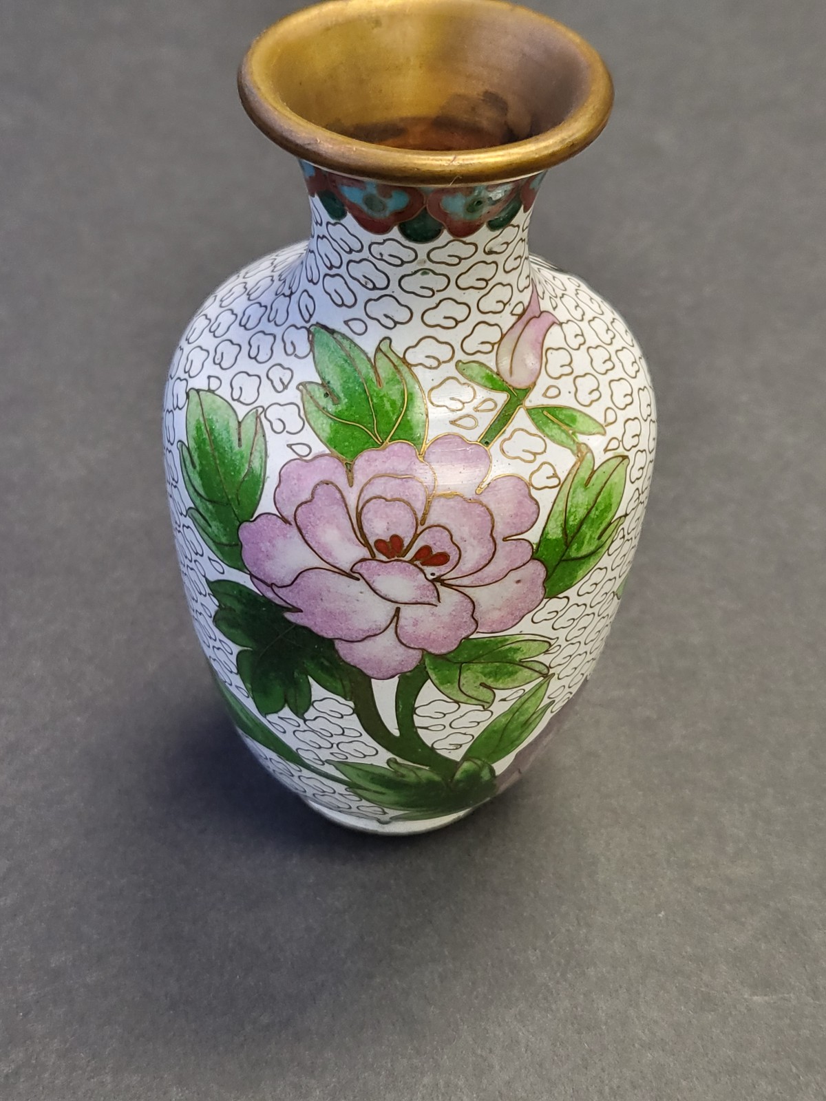 5 Chinese cloisonne floral vase