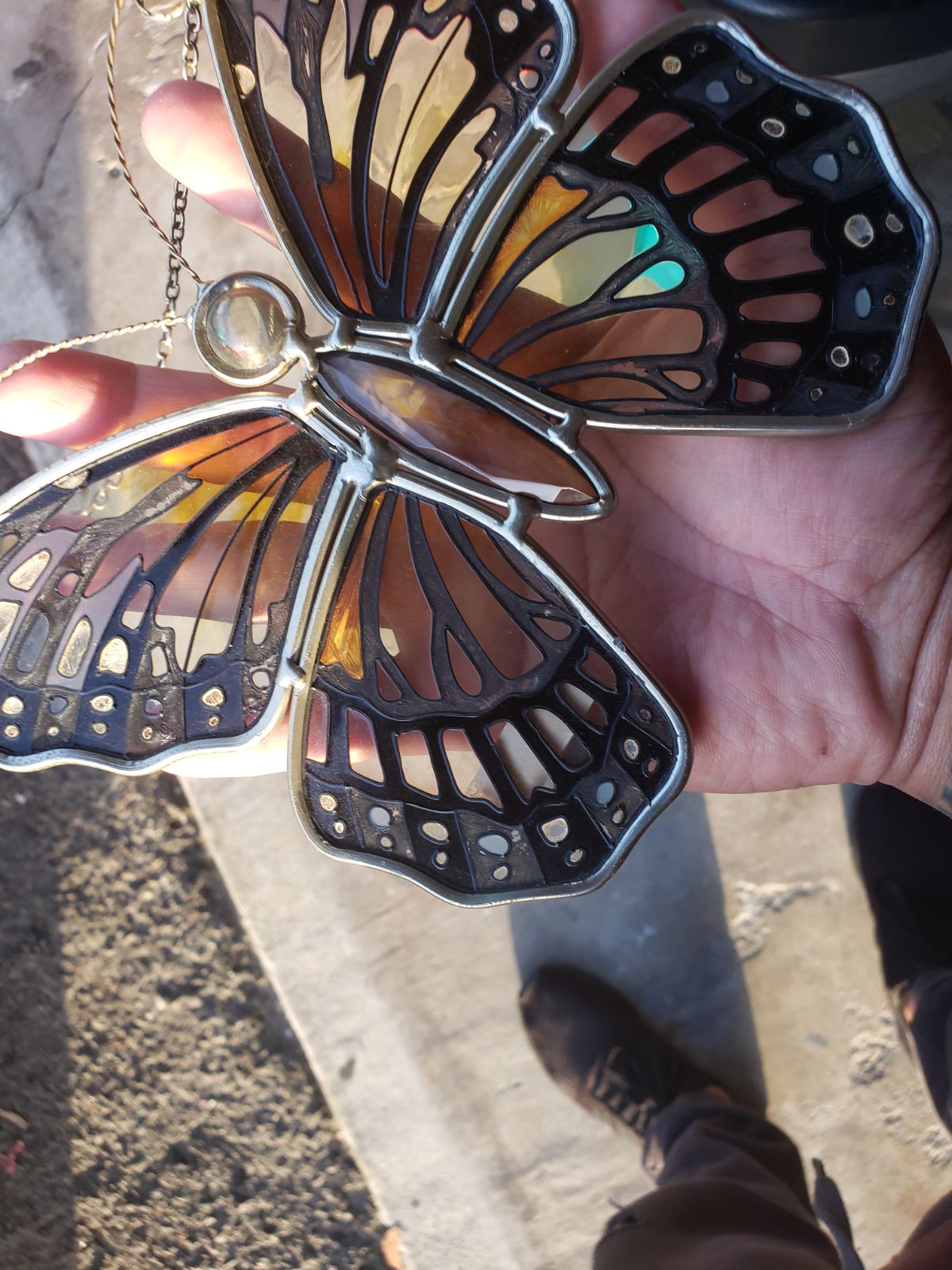 Hand painted glass butterfly