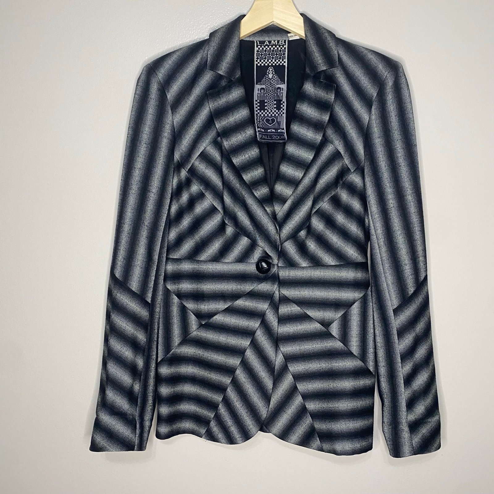 L.A.M.B. Gwen Stefani Y2K Blazer Rare Size 4 Black & Silver SEE all pics