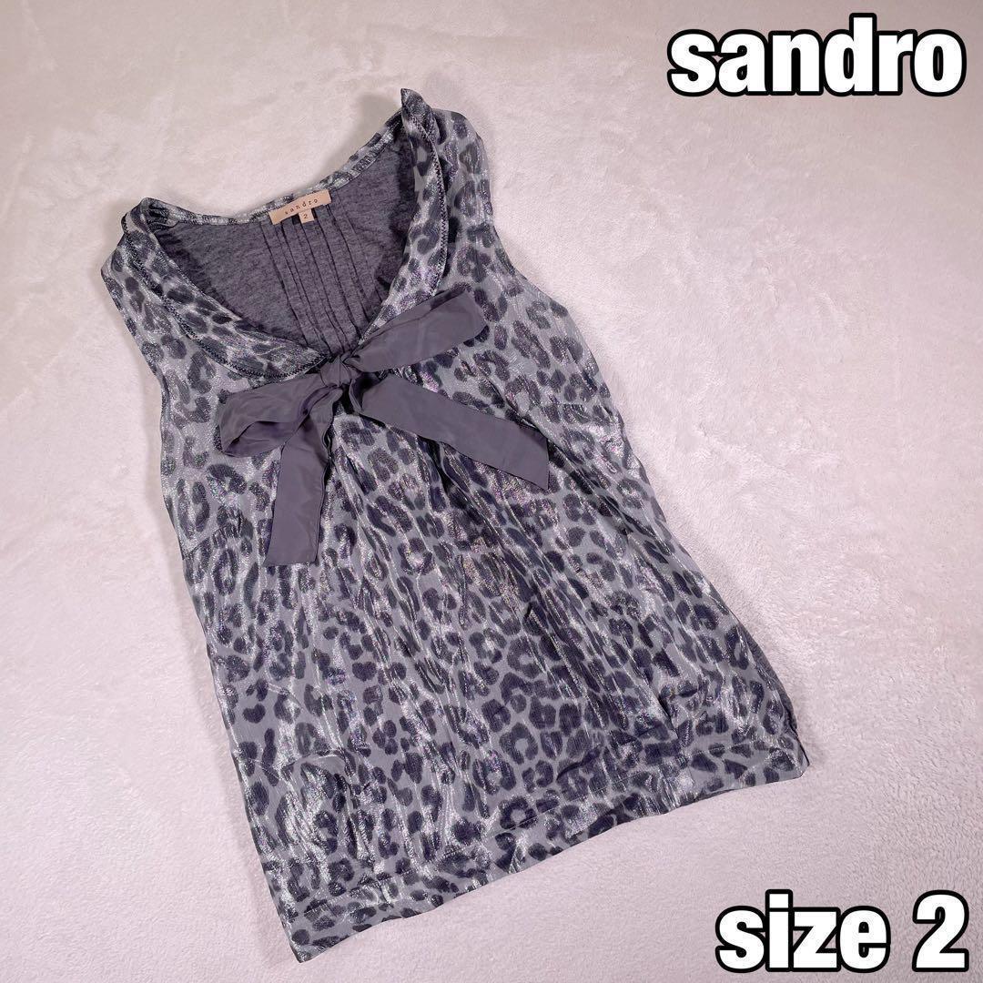 【Luxury】Sandro Tunic Silk Wool Leopard Sleeveless 2