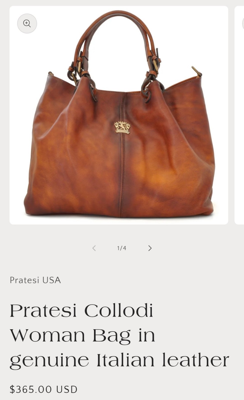 Pratesi Collodi Double Handled Woman's Bag in Genuine Italian Distressed Leather