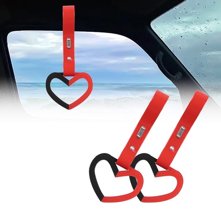 NEW 2PCS DOUBLE COLOR HEART JDM TSURIKAWA RING Red Handle Strap Drift Charm