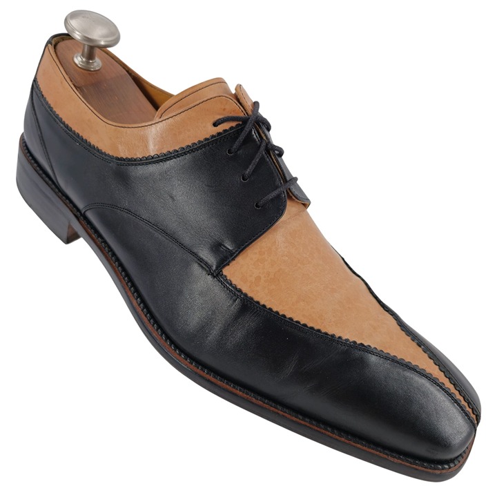 Vintage Johnston & Murphy Mens 12M Spectators Black and Tan Leather Dress Shoes