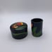 Vtg.Handmade Wooden Box & Cylinder Jar Adorned With Parrot & Tropical Foliage