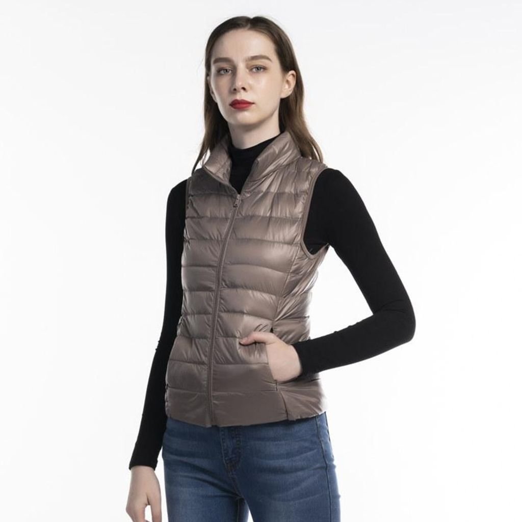 NWT Womens Lightweight Down Filled Taupe Vest. Size M