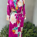 Natori floral midi wrap robe kimono sleeves Sz Small fuchsia pink polyester