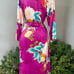 Natori floral midi wrap robe kimono sleeves Sz Small fuchsia pink polyester