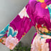 Natori floral midi wrap robe kimono sleeves Sz Small fuchsia pink polyester