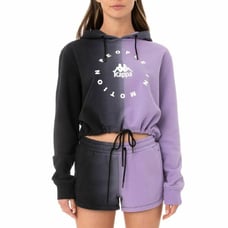 Kappa Authentic Kepulauan Black Violet People In Motion Cropped Hoodie S - NWT