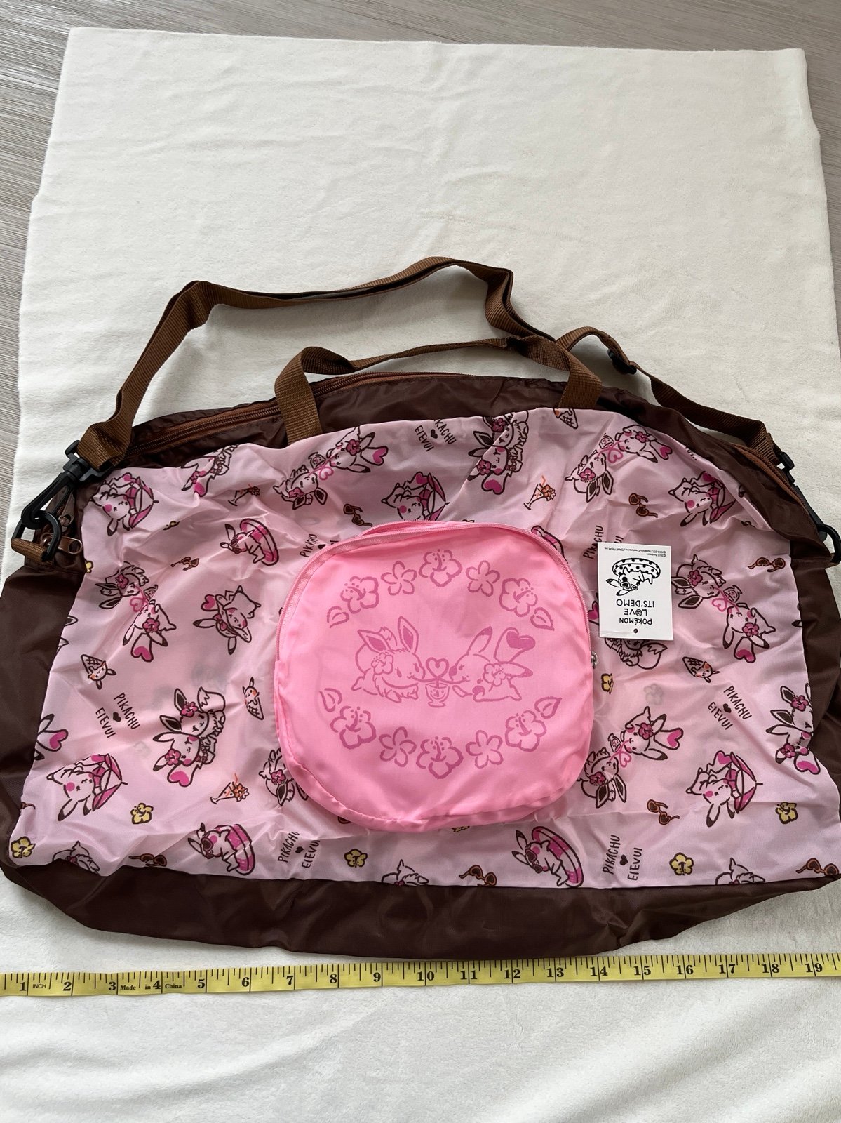 Pokemon x It’s Demo 2015 Pikachu Eevee Foldable Compact Crossbody Travel Bag