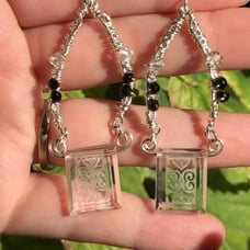 1920s Etched Glass Sterling Earrings